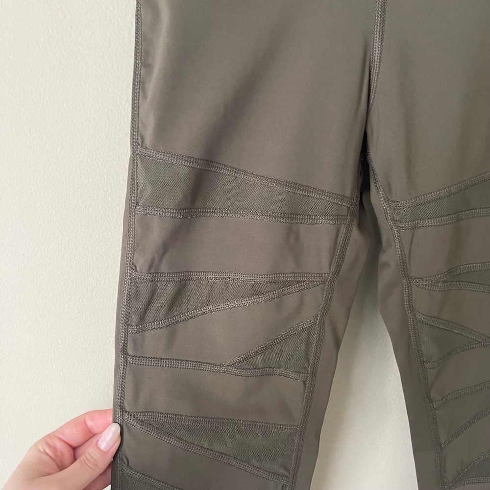 Leggings‎ Womens Olive Green High Waist Panelled Athleisure Workout Yoga - Picture 4 of 5